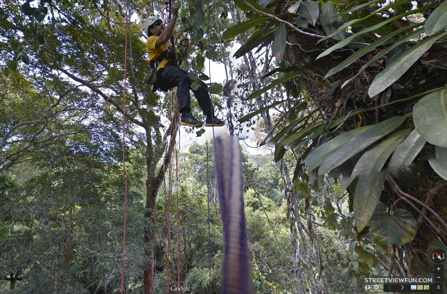 Google Zip Line Street View in Amazon forest StreetViewFun