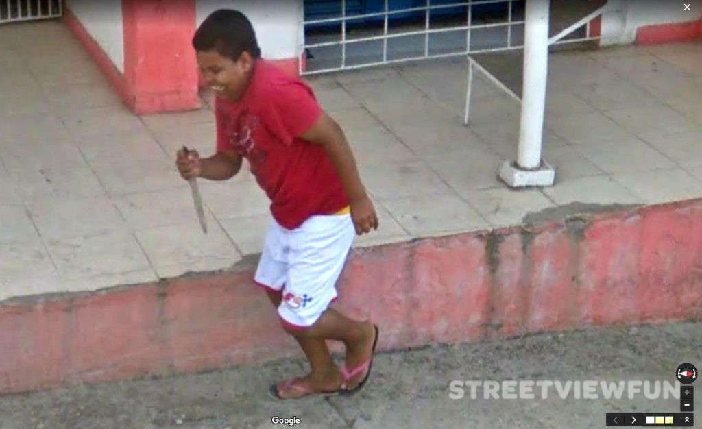 Crazy knife boy StreetViewFun