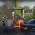 Burning car in Rybinsk
