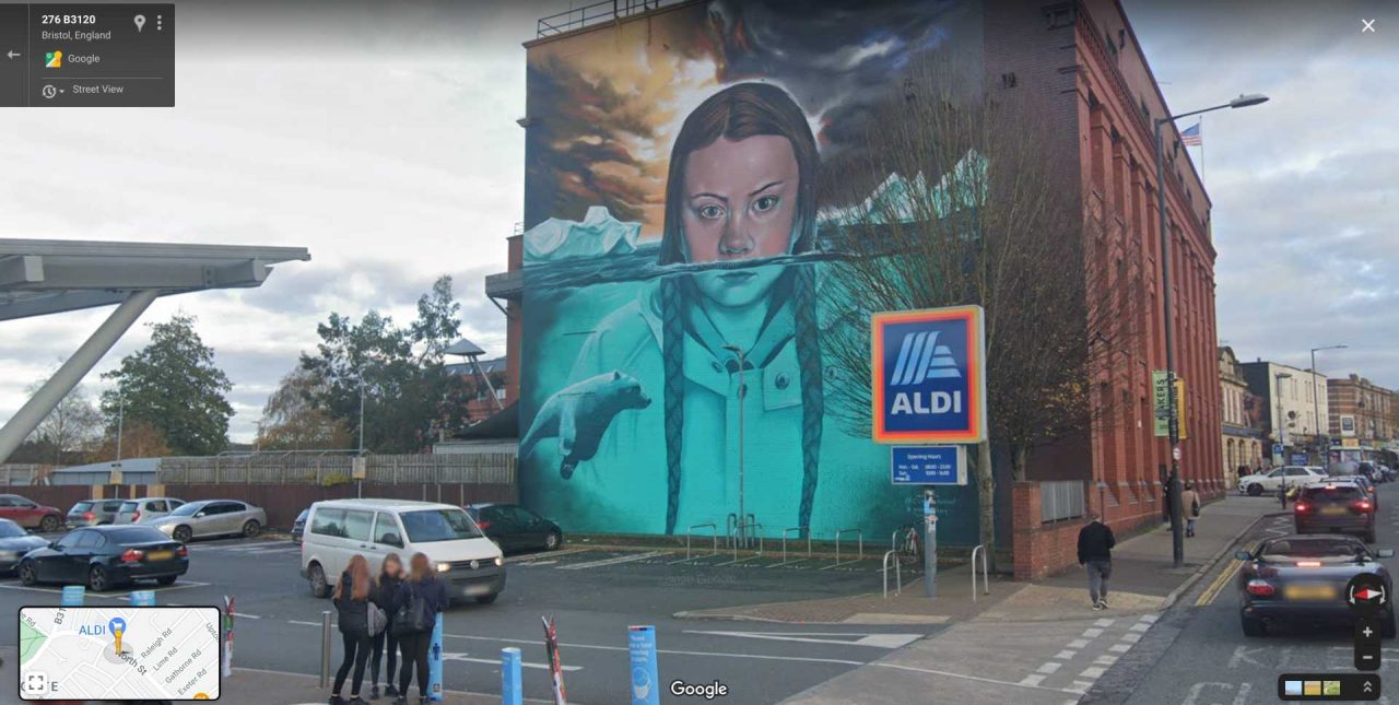 Greta Thunberg mural in Bristol, UK